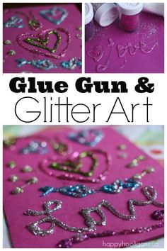 3-D Art Glue Gun and Glitter - Happy Hooligans Glitter Glue Art, Glitter Glue Crafts, Cute Art Projects, 3 D Art, Snail Craft, Happy Hooligans, Diy Glue, Glue Art, 2017 Calendar