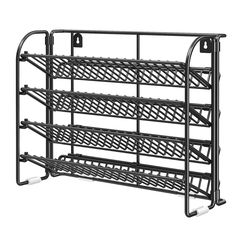 a metal rack with multiple shelves on each side