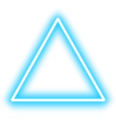 a blue neon triangle on a white background