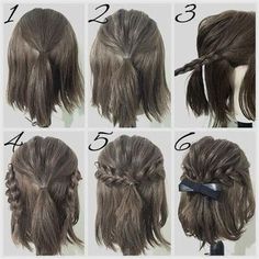 Simple Prom Hair, Hairstyle Tutorials, Bangs Hairstyles, Easy Hairstyle, Hair Tutorials Easy, Short Hair Tutorial, Hair Up Styles