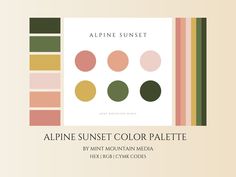 the alpine sunset color palette by mint mountain media is featured in this postcard design