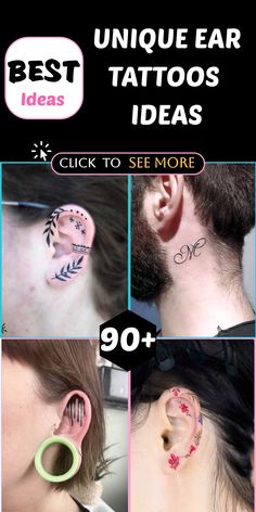 an advertisement for the best ear tattoo ideas