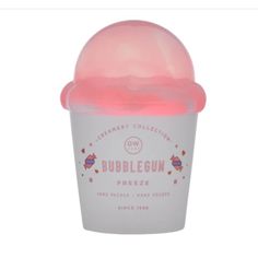 bubblegum freezer cup with pink lid and white base, on a white background