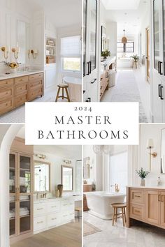 Beautiful bathroom trends for 2024, with decor ideas and designer inspiration for master bathrooms, powder rooms, vanity cabinets, color trends, lighting, small bath ideas, mixed metals, and more