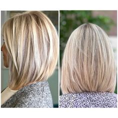 Long Concave Bob Hairstyles, Short Hairstyle Women Shoulder Length Thick Hair, A Line Bob With Side Bangs, Medium Angled Bob Hairstyles, Blonde Medium Bob, Layered Long Bob Hairstyles, Long Stacked Bob Haircut, Bob Style Haircuts, Short Platinum Blonde Hair