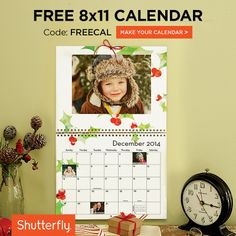 a desk with a calendar, clock and other items on it for the holiday season