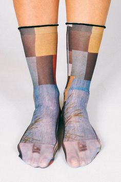 From Tailored Union's latest Artist Collection featuring Rosie Barker. Rosie Barker is a Los Angeles-based design studio founded by artist and educator, Rose Ponizil. Her colorful and geometric designs are inspired by slow fashion, collage, and the potential for what discarded materials can become in their "second life". The Rosie Barker Pace sock is a nlyon tall ankle-length design with a contrast ruffle cuff and pattern inspired by Rose's cut and sewed quilted pieces. The Rosie Barker Rue sock is a sheer ankle-length design with a pattern inspired by Rose's cut and sewed quilted pieces. Size: + OSFA, W 7-10 Design: + 400 Needle + Lightweight + Reinforced toe & heel + Seamless toe + Roll Top Content + Care: + Cotton Blend + Wash Cold/Dry Low Designed by Rosie Barker for Tailored Union Fashion Collage, Roll Top, Ankle Socks, Geometric Designs, Second Life, Slow Fashion, Rose Cut, Ankle Length, Design Studio