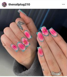 Pink Tip Nails, Summery Nails, Unique Acrylic Nails, Minimalist Nails, Short Acrylic Nails Designs