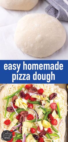 the homemade pizza dough is ready to be made into an appetizer or dinner