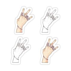 four fingers with rings on each finger and the number six in different positions, all pointing up