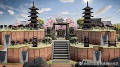 Acnh Japanese Village, Village Entrance, Japanese Entrance, Japanese Neighborhood, Acnh Japanese, Japanese Museum, Japanese Animals