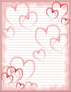 lined paper with hearts on it and red border stock photo - budget conscious valentine's day card