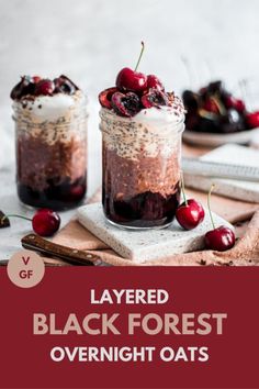 layered black forest overnight oats with cherries