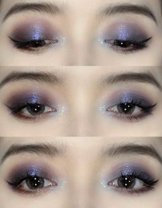 eye make-up☆ Silver Purple Eyeshadow, Euphoric Makeup Look, Nana Osaki Makeup Look, Nana Eyeshadow, Nana Eye Makeup, Goth Makeup Palette, Nana Makeup Look, Dreamy Eye Makeup, Nana Inspired Makeup