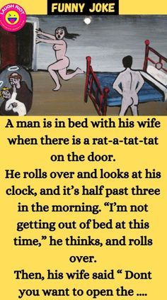 an image of a funny joke about the bed with his wife and cat on it