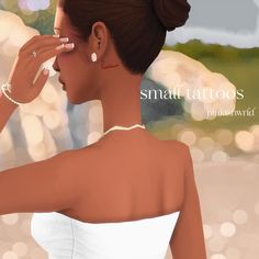 a digital painting of a woman in a white dress holding her hand to her face