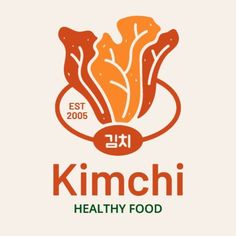 the logo for kimchi healthy food, which has lettuce and carrots on it