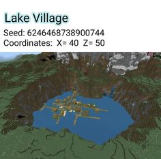 an image of a lake village in minecraft