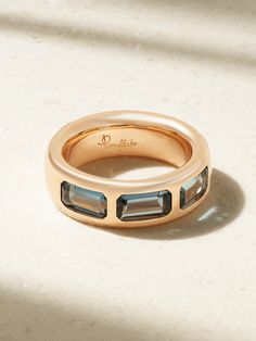 Pomellato's 'Iconica' collection celebrates Milan's rich jewelry making heritage. Handmade from 18-karat rose gold, this ring is set with a trio of glowing London blue topaz. Wear yours solo or stacked alongside the garnet or peridot versions in our edit. Luxury 14k Rose Gold Jewelry With Rose Cut Diamonds, Luxury Rose Gold Jewelry With Bezel Setting, Elegant Yellow Gold Rings With Intaglio, Luxury 14k Rose Gold Ring, Luxury Rings With Baguette Cut And Polished Finish, Luxury Baguette Cut Rings With Polished Finish, Luxury Faceted Rose Gold Jewelry, Luxury Rose Gold Faceted Jewelry, Luxury 14k Rose Gold Formal Jewelry