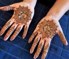 two hands with henna designs on them