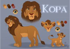 the lion king character sheet from disney's live - action movie, kopa