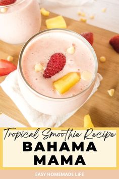 a tropical smoothie recipe with bananas and strawberries