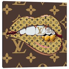 a louis vuitton lipstick with gold and white decorations on it