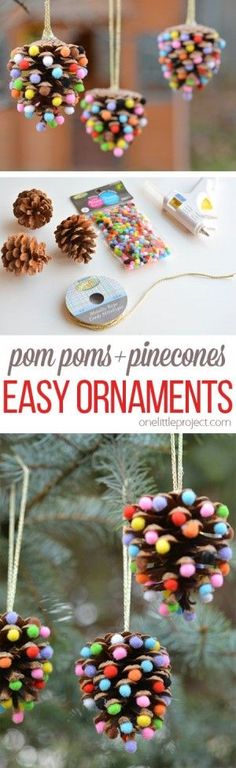 pinecone ornaments are easy and fun to make