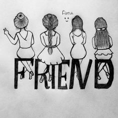 Doodle Art For Friends, Group Of Four Friends Drawing, Friends Doodle Art, Friends Drawing Easy, Friend Drawing, Friendship Theme, Beat Friends