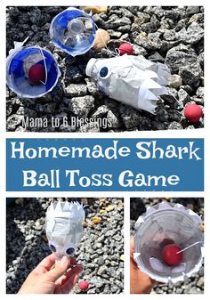 the homemade shark ball toss game is great for kids to play with and have fun