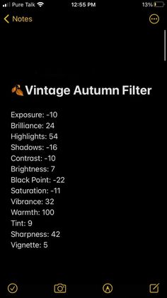 the vintage autumn filterr app on an iphone