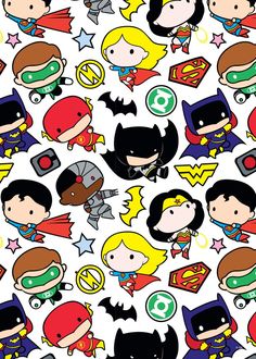 an image of many different cartoon characters on a white background with black and red colors