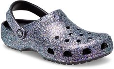 The iconic clog that started a comfort revolution around the world, now with adorable built-in glitter all over! It's the irreverent, go-to comfort shoe that you're sure to fall deeper in love with day after day. Crocs Classic Clogs feature lightweight, cushioned construction and offer an ongoing invitation to be comfortable in your own shoes. Sparkle on! Glitter Crocs, Girls Clogs, Crocs Fashion, Clogs Style, Crocs Clogs, Glitter Girl, Crocs Classic Clogs, Looks Chic, Classic Shoes