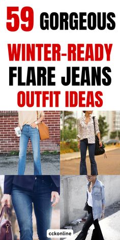 Stay cozy and stylish this winter with flare jeans outfit ideas! From oversized coats to knitted sweaters, these looks will keep you warm while looking trendy. Perfect for snowy days and holiday fun! #WinterFashion #FlareJeansOutfits #CozyChic #StyleFlareJeansOutfitIdeas #WhiteFlareJeansOutfitIdeas #InstagramFlareJeansOutfitIdeas #FlareJeansOutfitCasual #WomenFlareJeansOutfitIdeas #WhatToptoWearWithFlaredJeans #FlareJeansOutfitPinterest #MenFlareJeansOutfitIdeas Cute Winter Jeans Outfits, Flare Jeans And Sweatshirt Outfit, What Shoes With Flare Jeans, Jeans And Sweater Outfit Winter, Flare Leg Jeans Outfit Winter, Flare Jeans Outfit Winter Casual, Blue Flare Jeans Outfit Winter, Tops To Wear With Flare Jeans, What Shoes To Wear With Flare Jeans