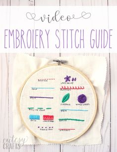 the embroidery stitch guide is displayed on a white board