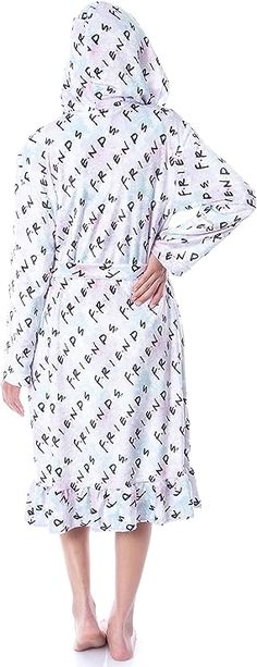 INTIMO Friends TV Show Logo Womens' Luxury Fleece Plush Robe Hooded Bathrobe Tv Show Logos, Plush Robe, Friends Poster, 20s Fashion, Dressed To The Nines