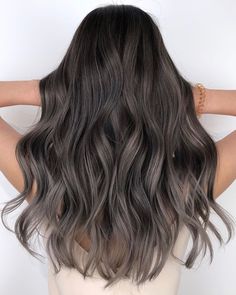 Fall Hair Color For Brunettes Ash, Cool Toned Brunette Hair With Ash Balayage, Misty Ash Hair Color, Ashy Hair Color Ash Brown, Balayage For Ash Brown Hair, Mushroom Ash Brown Balayage On Dark Hair, Short Mushroom Brown Hair, Mushroom Ash Brown Hair, Ashy Brown Hair Balayage Dark