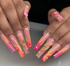 Nails Inspired, Nail Sets, Nails Diy, Vacation Nails, Long Square Acrylic Nails, Square Acrylic Nails, Pedicures, Fire Nails, Dope Nails