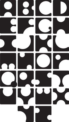 black and white squares with different shapes