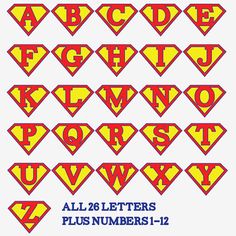 the alphabet is made up of superman's letters and their superheros are super - sized