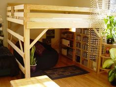 there is a loft bed in the living room