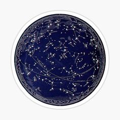 the night sky with stars in it and zodiac numbers on it sticker for laptops