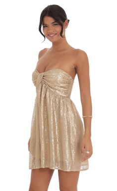 Sequin Babydoll Dress in Gold | LUCY IN THE SKY Sequin Babydoll Dress, Gold Mini Dress, Sadies Dress, Mini Gold Dress, Christmas Dresses, Lucy In The Sky, Mini Christmas