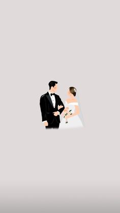 a bride and groom standing next to each other in front of a gray background with the words, i do not know what this image is