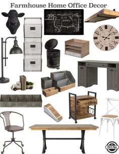 a collage of various office items including desks, chairs, and other things