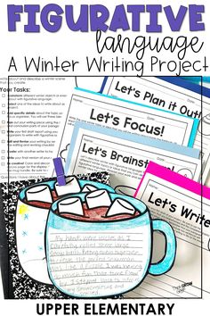 the winter writing project for elementary students is shown with text and pictures to help them learn how