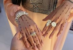 two hands with henna designs on them