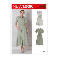 a women's dress and shirt sewing pattern from the new look book, nb8381