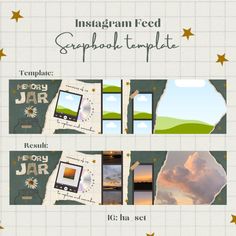 an instagramted scrapbook template with photos and text on it, including the words ins