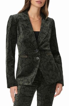 PAIGE Chelsee Stretch Velvet Blazer | Nordstromrack Velvet Blazer Women, Moody Color Palette, Winter 23, Cotton Blazer, Classic Blazer, Womens Parka, Velvet Blazer, Stretch Velvet, Capsule Collection